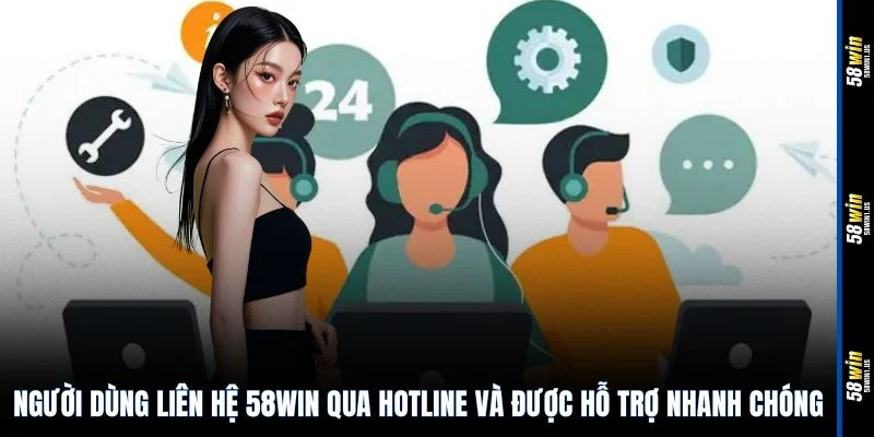 Người dùng liên hệ 58WIN qua hotline và được hỗ trợ nhanh chóng